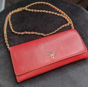 Prada Woman's Saffiano Wallet on Chain